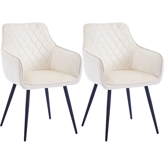 Set 2 Sedie da Pranzo in Velluto Beige Ergonomica Poltrona Sedia da Ufficio Casa