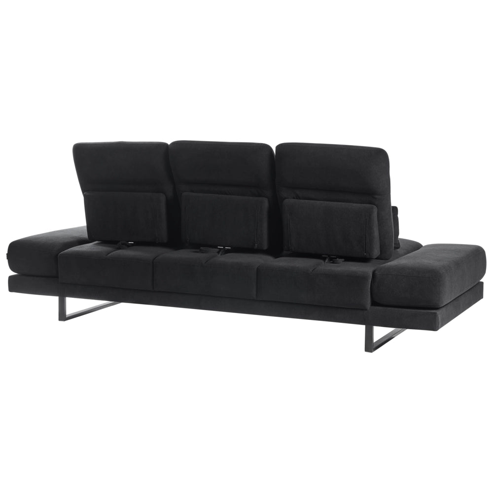 Divano moderno a 3 posti con Rivestimento in poliestere e Gambe in acciaio Nero soggiorno elegante
