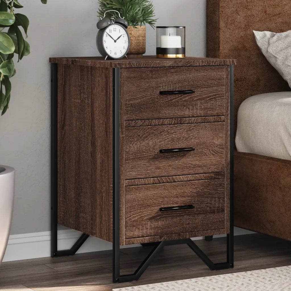 vidaXL Comodino Rovere Marrone 40x41x60 cm in Legno Multistrato