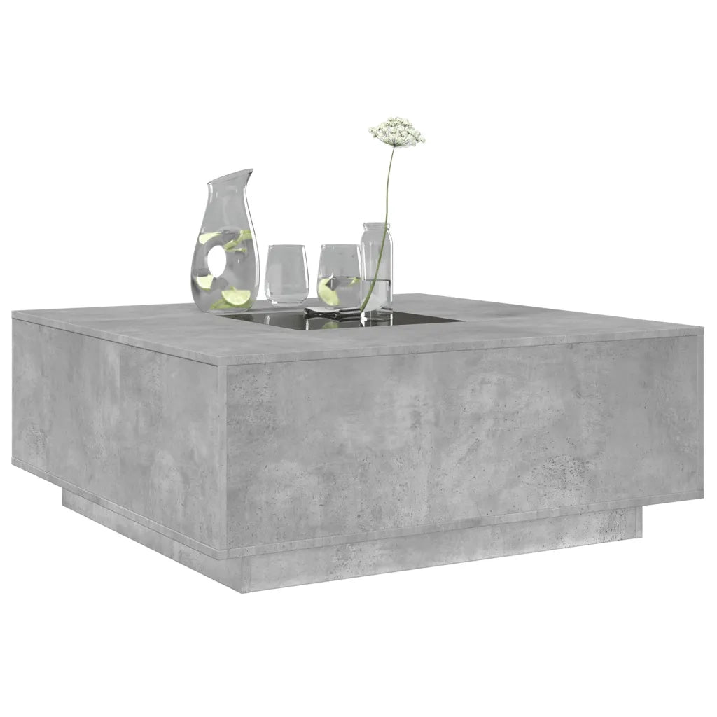 Tavolino Salotto con LED Infinity Grigio Cemento 100x100x40 cm