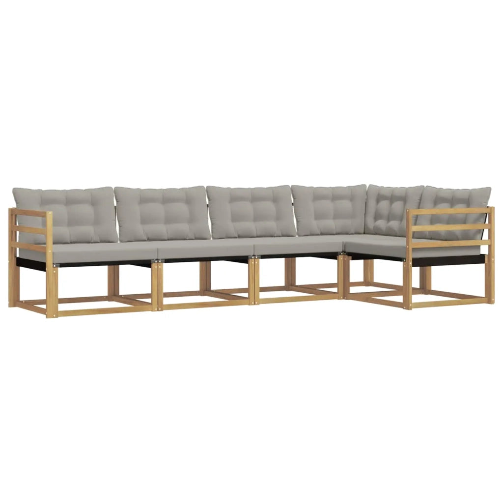 Set di divani da esterno 5 pz Bianco e Grigio Chiaro 3388673