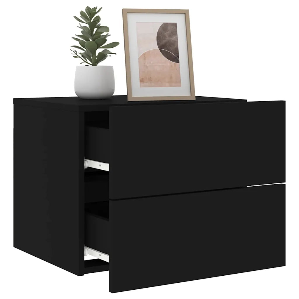 Comodino a Parete con Luci LED Nero