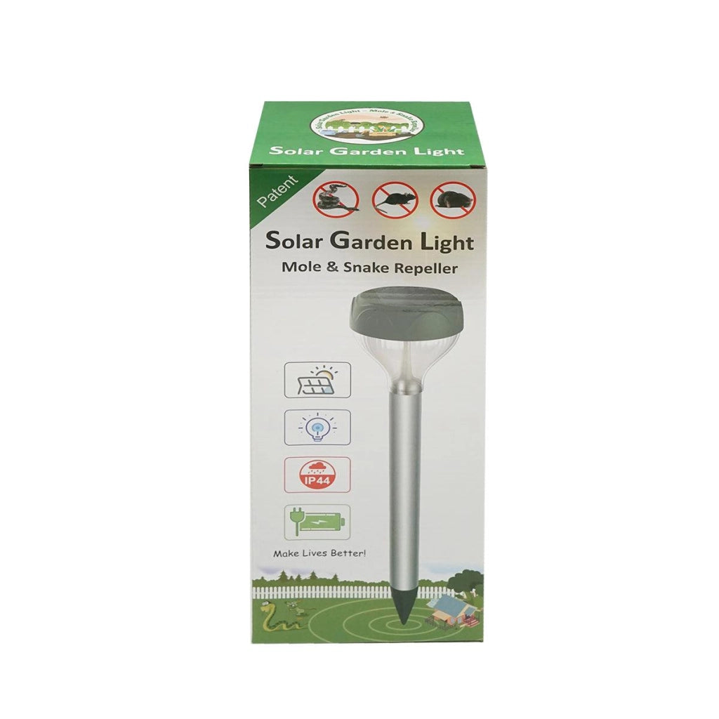 Repellente Solare Dissuasore Dispositivo Sonico per Talpe, Serpenti, Set da 2, 400-1000 Hz, 650-800 m², Batteria Ricaricabile 3,7 V, Pannello Solare 60x60 mm