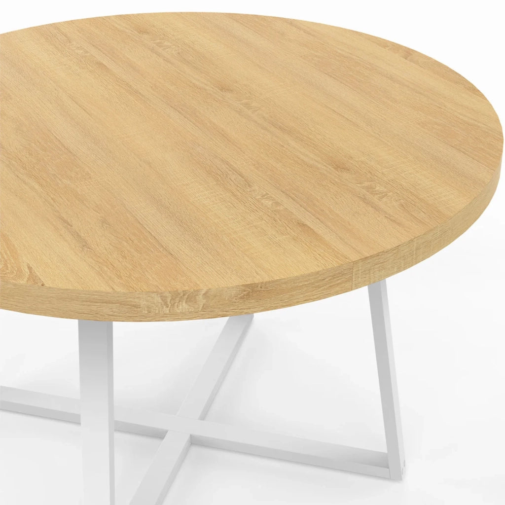 IDMarket - Tavolo da pranzo rotondo SELMA 4-6 persone in legno e bianco 110 cm