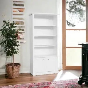 Libreria in legno Shabby chic bianco 2 porte 4 vani a giorno