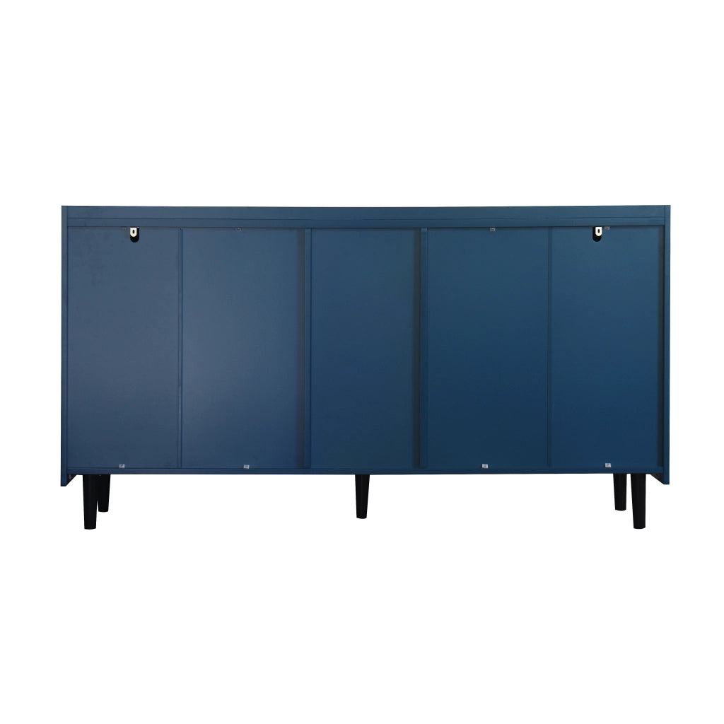 Credenza con 2 Cassetti; 2 Vani a Giorno e 2 Ante in Vetro; Stile Moderno; in MDF; Blu