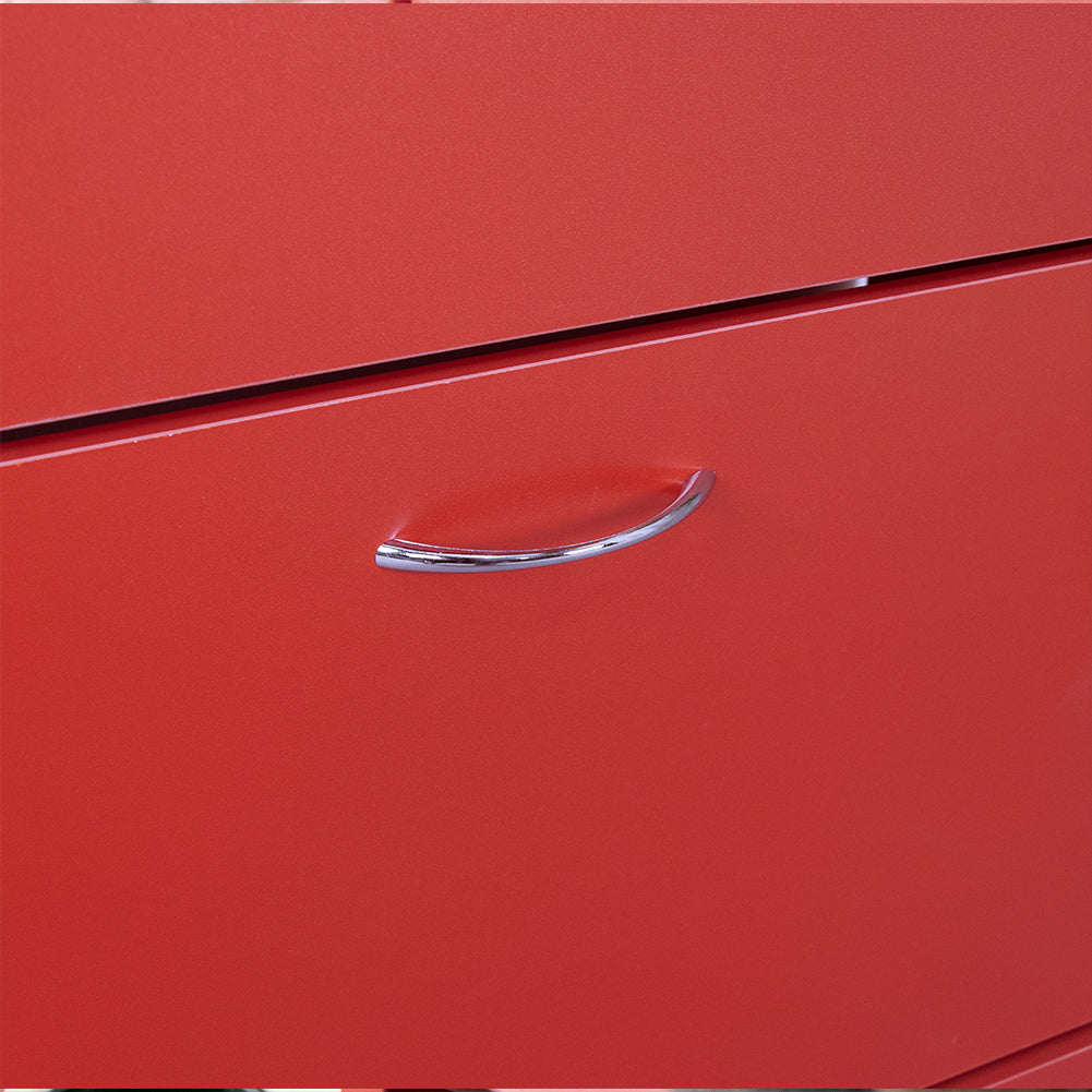 Scarpiera 4 Ante Ripiani Doppia Profondità con Maniglia Colore Rosso 63x24x150cm