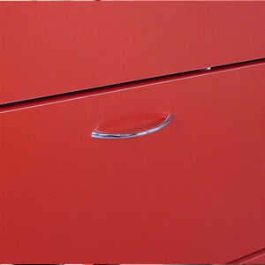 Scarpiera 4 Ante Ripiani Doppia Profondità con Maniglia Colore Rosso 63x24x150cm