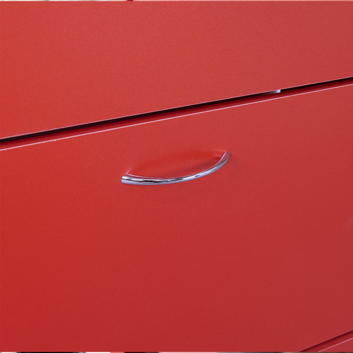 Scarpiera 4 Ante Ripiani Doppia Profondità con Maniglia Colore Rosso 63x24x150cm