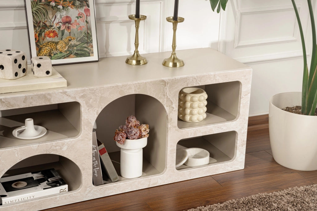 Credenza in legno "Ferlis" - 160 x 40 x 51 cm - Travertino