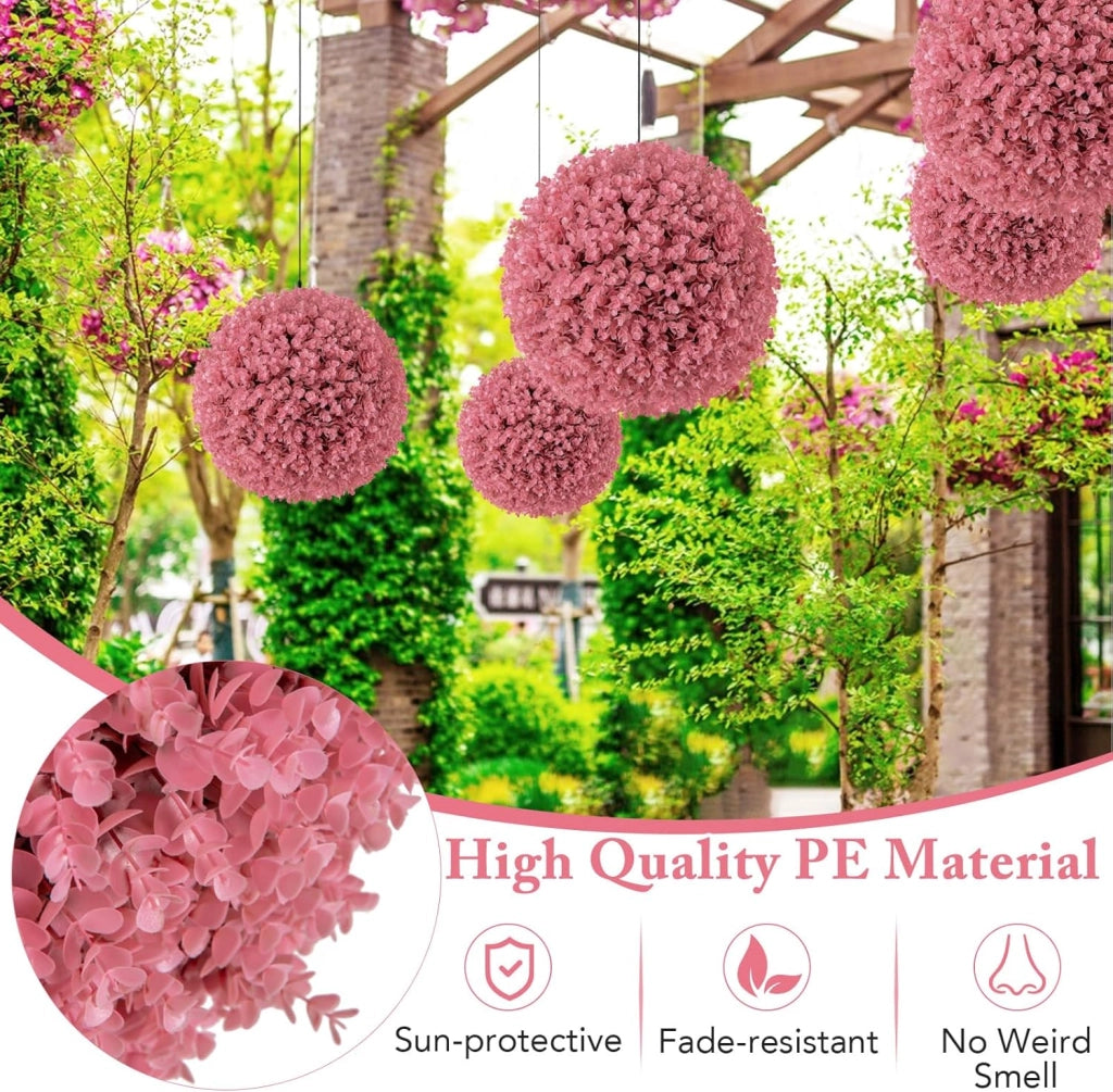 2 sfere di bosso, 44 cm, pianta artificiale di eucalipto, a forma di bosso, resistenti ai raggi UV, piante artificiali, palline decorative, per matrimonio, giardino, casa