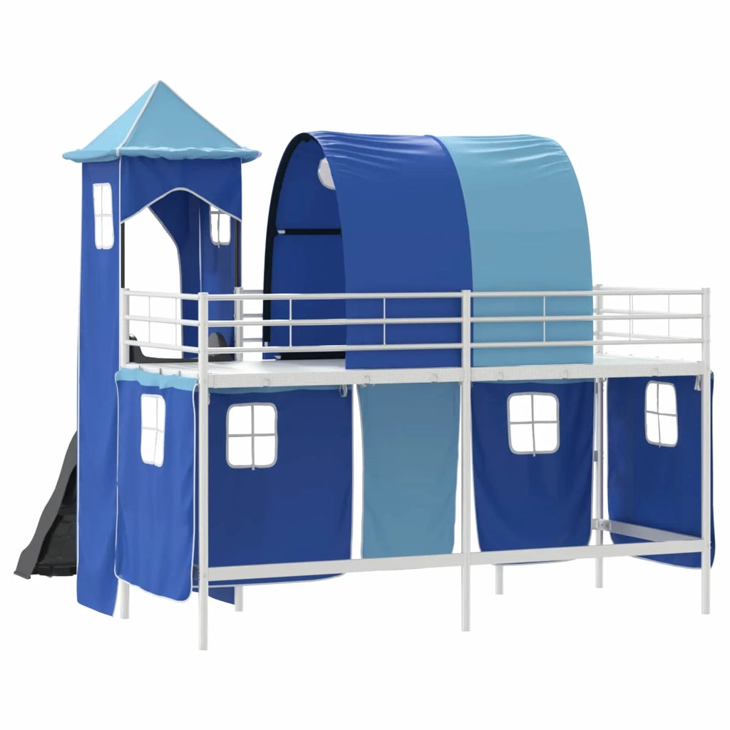 Struttura del letto loft per bambini-Giroletto per bambini Bianco e Blu 90 x 190 cm 690969