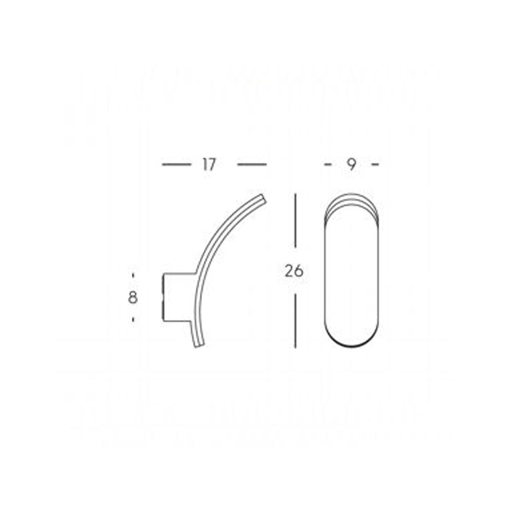 Applique Esterno Moderna Virgola Alluminio E Termoplastica Grigio Led 15W 4000K