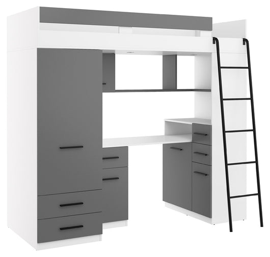 BIM Furniture letto soppalco con scrivania SMYK P cm110x204x188h Bianco Grafite