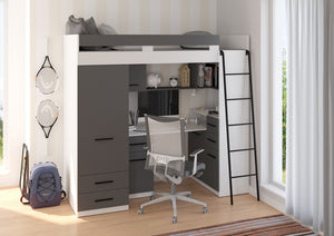 BIM Furniture letto soppalco con scrivania SMYK P cm110x204x188h Bianco Grafite