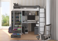 BIM Furniture letto soppalco con scrivania SMYK P cm110x204x188h Bianco Grafite