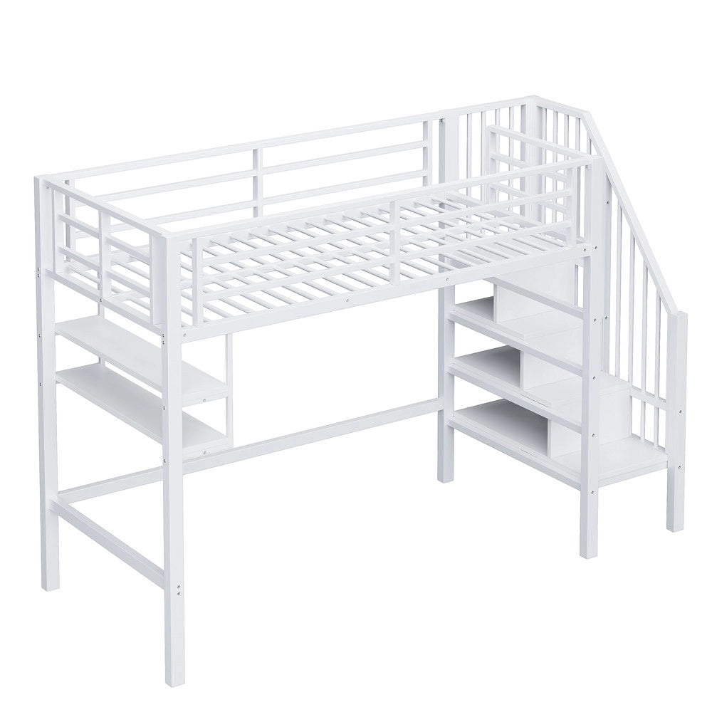 Letto a Soppalco con Contenitore e Gel?nder ¨C MINIMAL ¨C Bianco 90x200