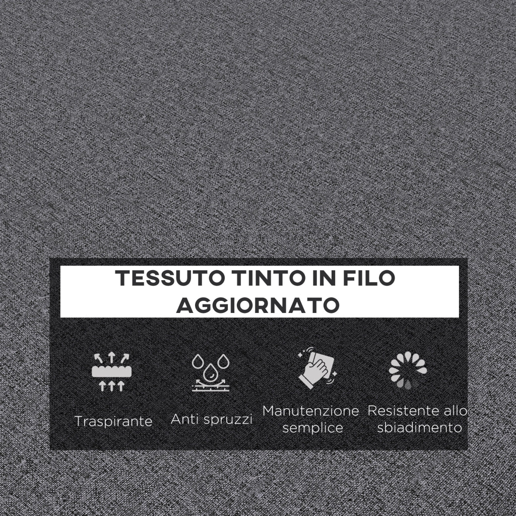 Set 2 Cuscini per Sedie da Esterno con Lacci e 2 Imbottiture, in Poliestere e Cotone, 190.5x58.4x7 cm, Grigio