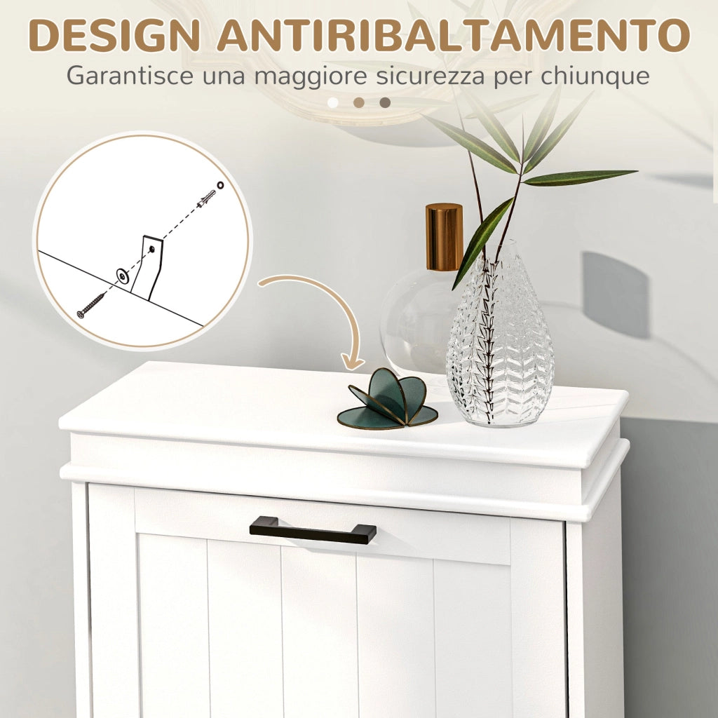 Scarpiera Salvaspazio Design Moderno 2 Cassetti Ribaltabili 54x24x82,5 cm Bianco