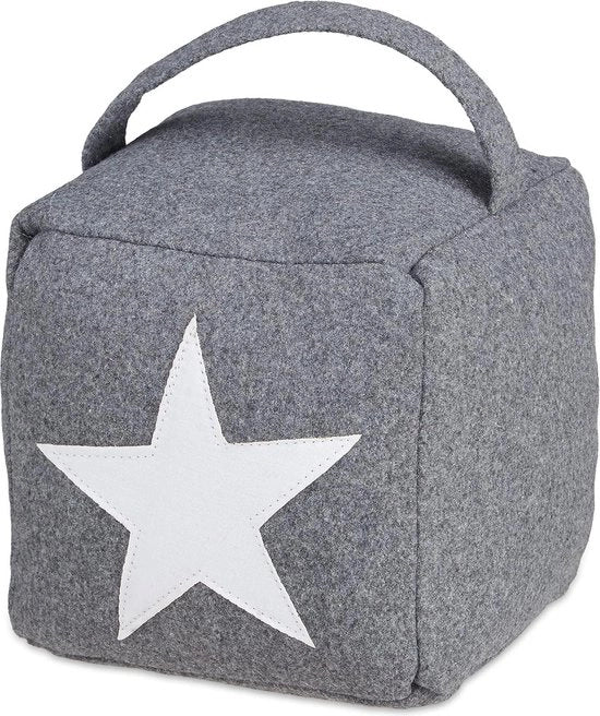 Stopper per Porta in Tessuto - Alto Pavimento con Maniglia Decorativa - 1 Pezzo Grigio Scuro