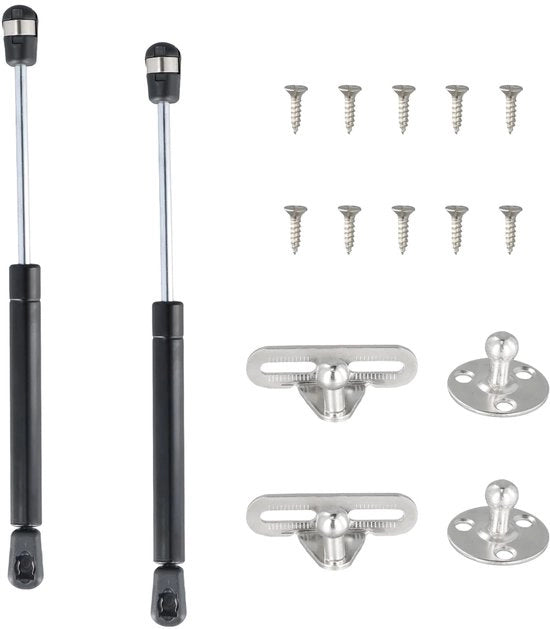 Gasveer 200N - 2 Stuks - Stegano Idraulico per Armadio - Nero - Carico Massimo 20 kg - Stegano Idraulico
