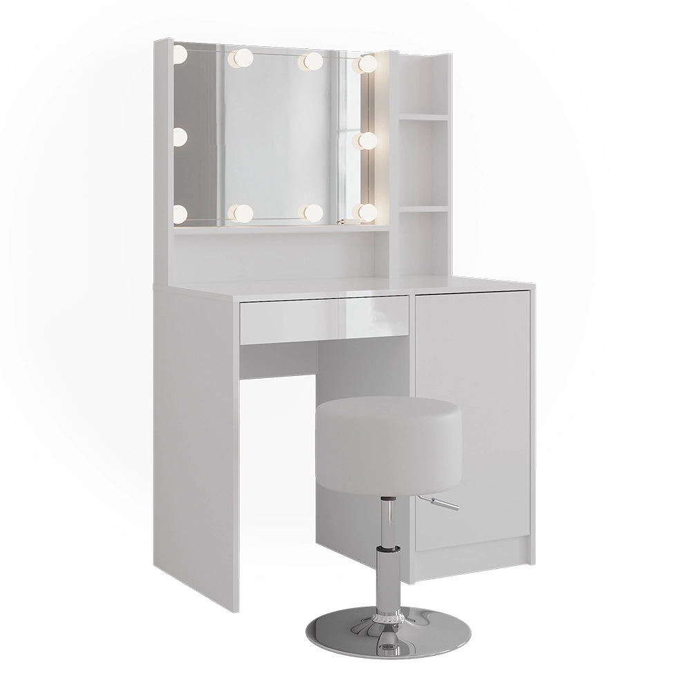 Vicco Tavolo da toeletta Bianco/bianco lucido 89.8 cm 5 parti