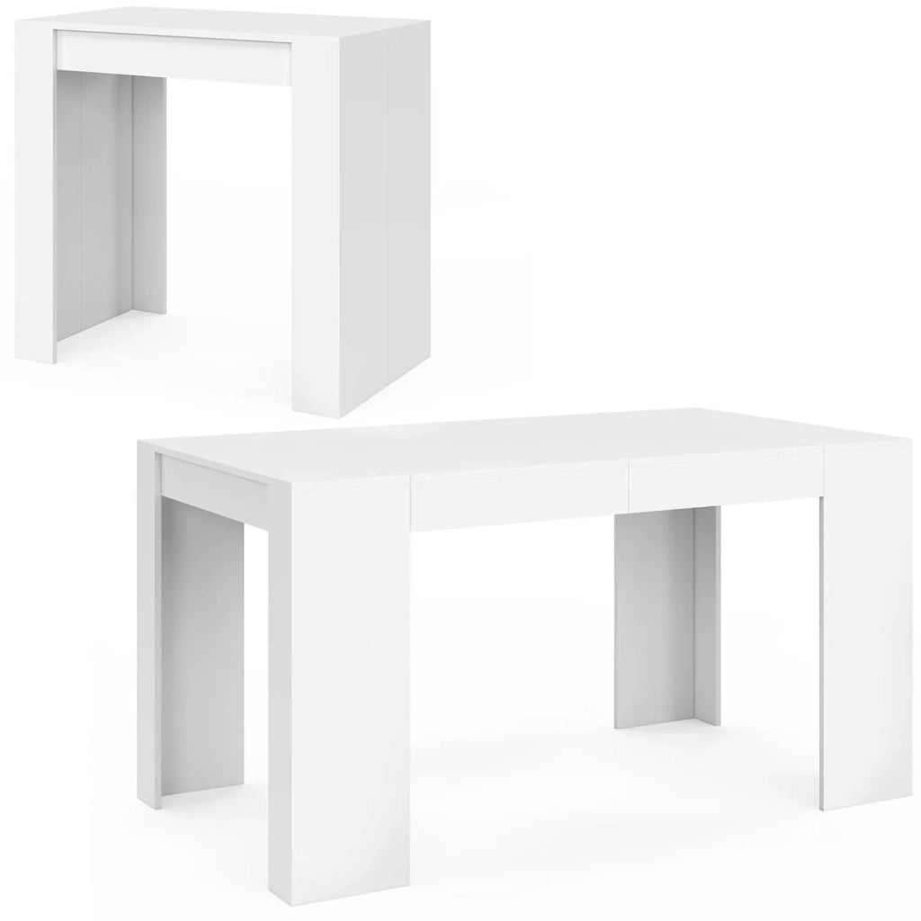 IDMarket - Tavolino allungabile ORLANDO per 6 persone, 140 cm, legno bianco