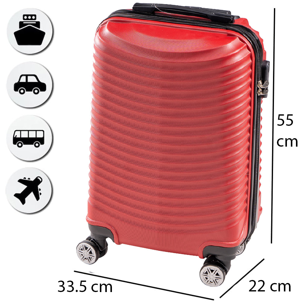 Trolley Cabina Rigido Bagaglio a Mano Rosso con Maniglia Telescopica 33.5x22x55cm
