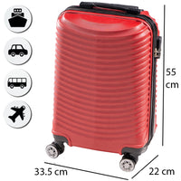Trolley Cabina Rigido Bagaglio a Mano Rosso con Maniglia Telescopica 33.5x22x55cm