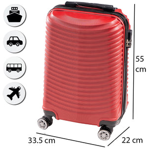 Trolley Cabina Rigido Bagaglio a Mano Rosso con Maniglia Telescopica 33.5x22x55cm