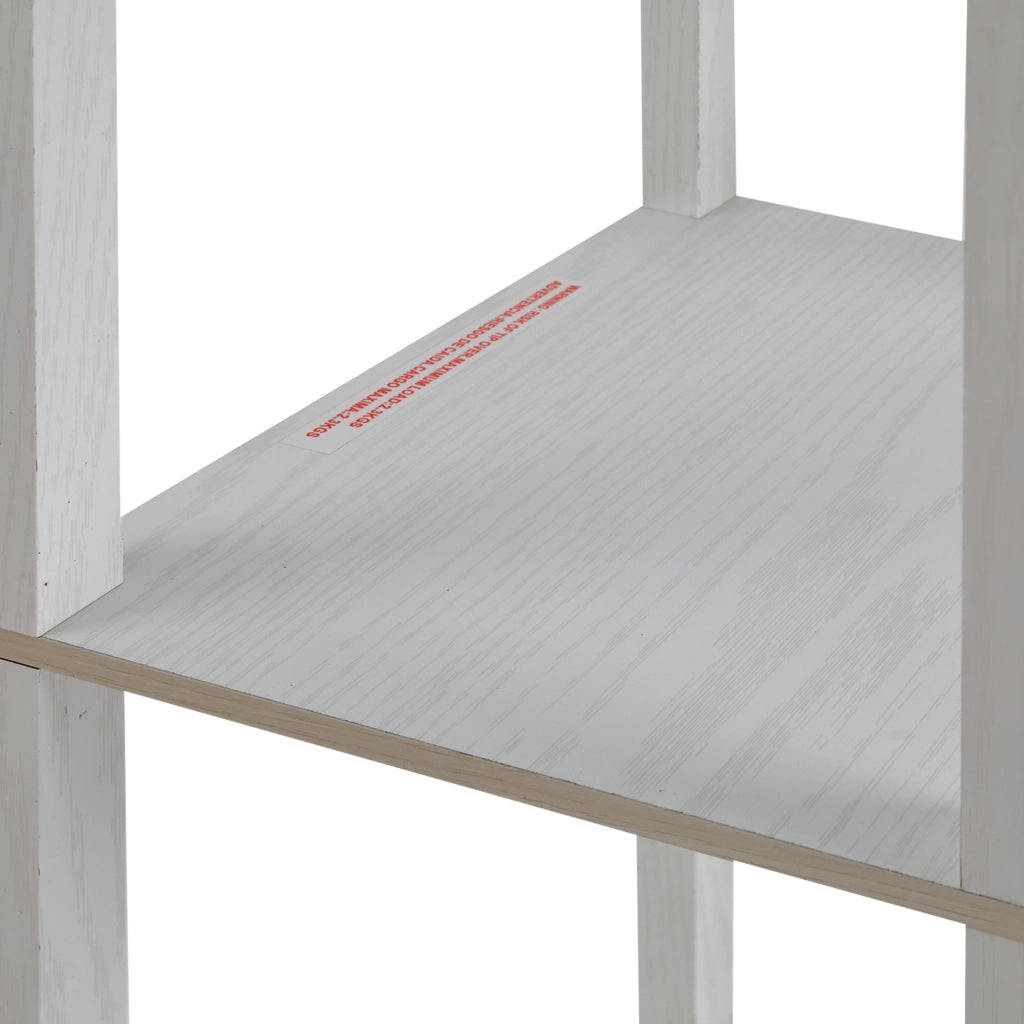 Lampada da Terra con Scaffali ¨C zephmum ¨C Legno e PS, Bianco, 26x26x160 cm