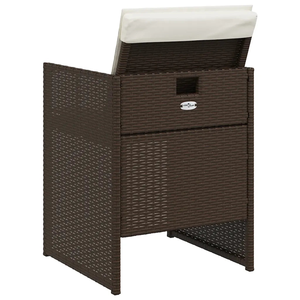 Set da Pranzo da Giardino 5pz | Set Salotto da Giardino con Cuscini in Polyrattan Marrone