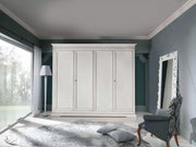 Armadio in legno classico 4 ante shabby bianco 300x68x255 - Mobili 2G