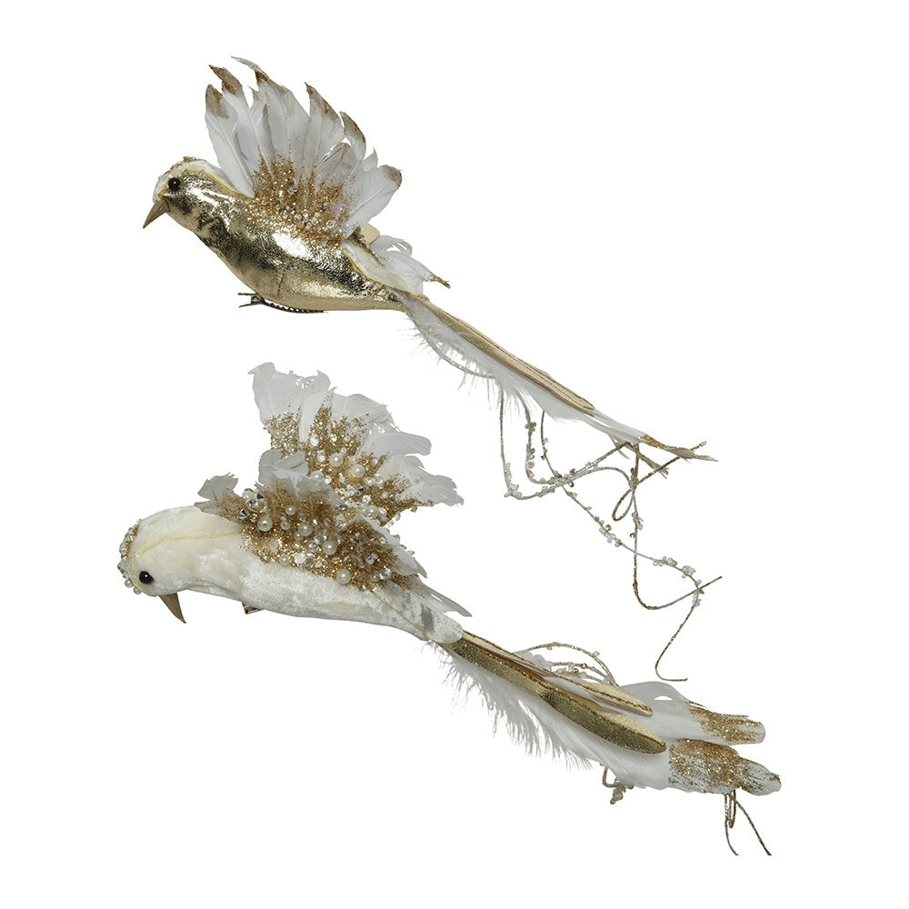 UCCELLINO CON CLIP BIANCO/ORO