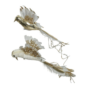 UCCELLINO CON CLIP BIANCO/ORO