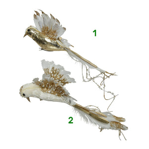 UCCELLINO CON CLIP BIANCO/ORO