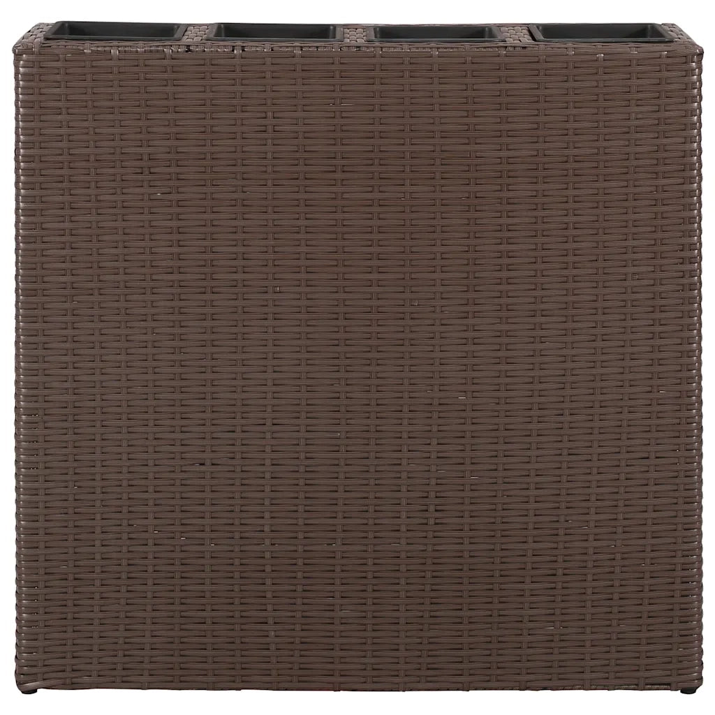 Letto Rialzato da Giardino con 4 Vasi in Polyrattan Marrone 41085