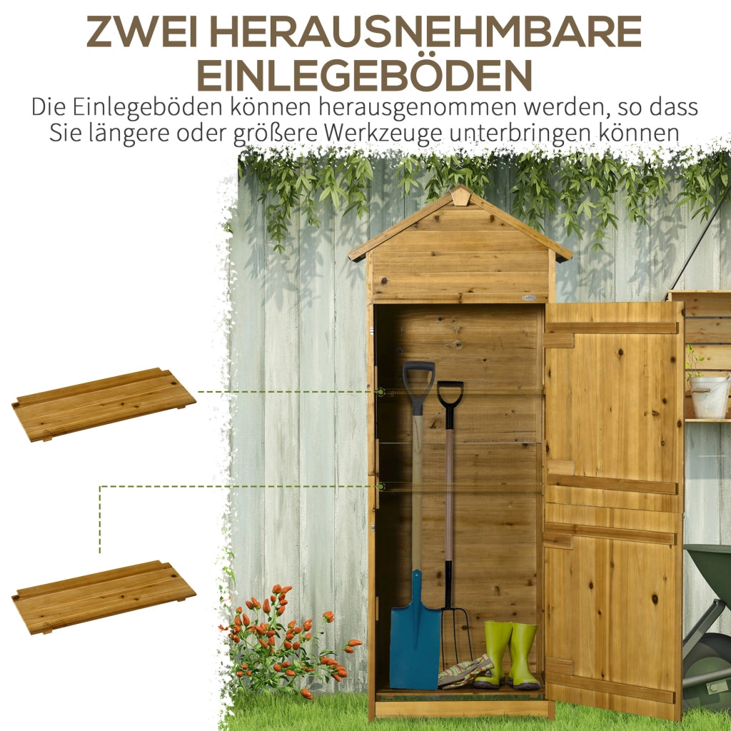 Armadio da giardino 2 ante 2 ripiani ¨C zephmum ¨C legno naturale 79x49x190cm