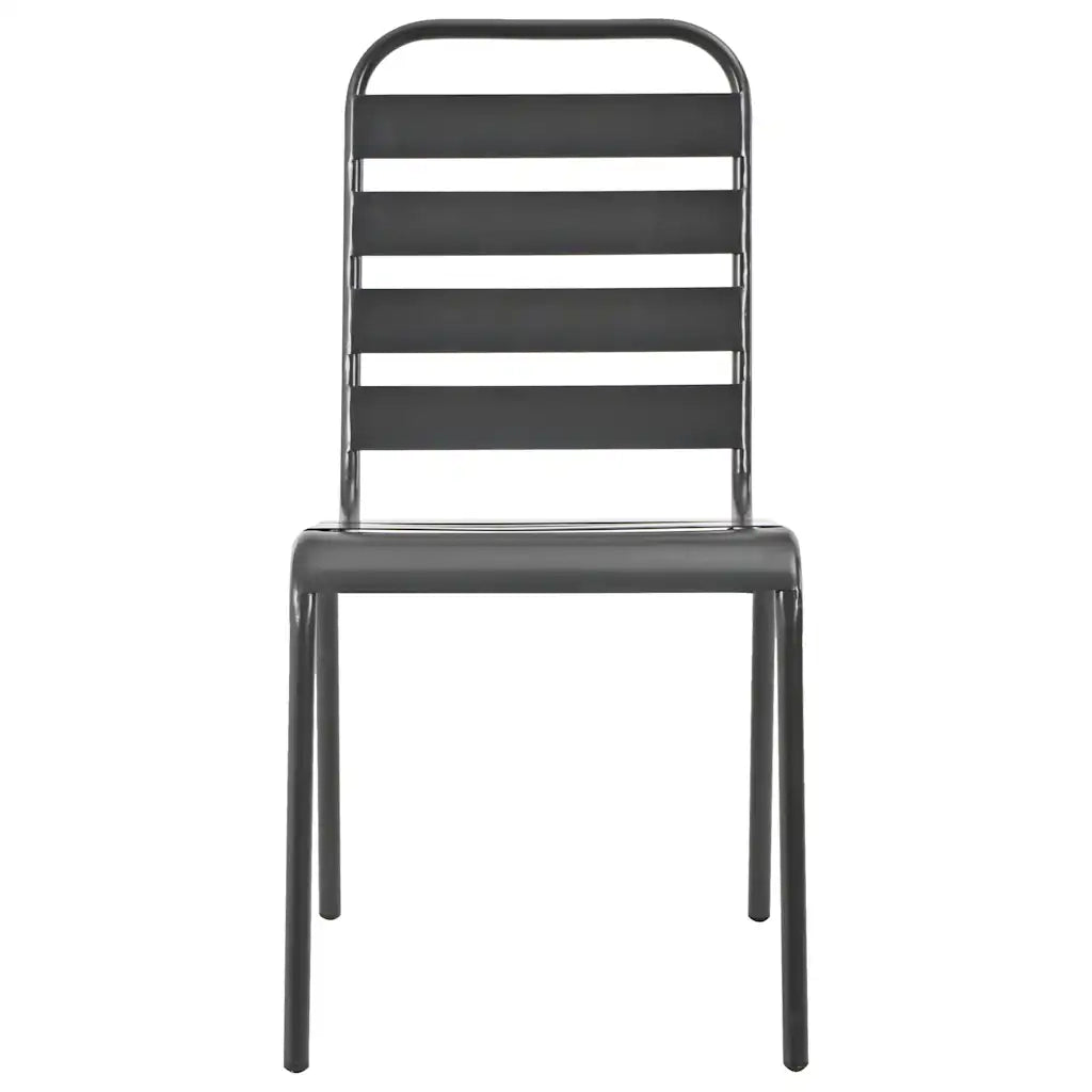 Set Sedie Giardino Impilabili 5pz Antracite Acciaio Verniciato 3283765