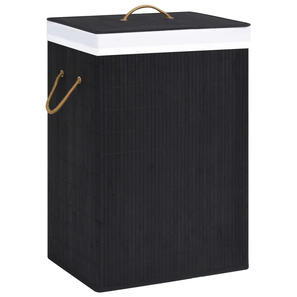 Cesto portabiancheria con una sezione 40 x 30 x 60 cm bambù nero 02_0006204