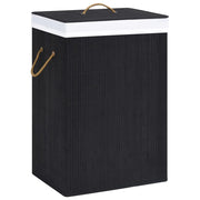 Cesto portabiancheria con una sezione 40 x 30 x 60 cm bambù nero 02_0006204