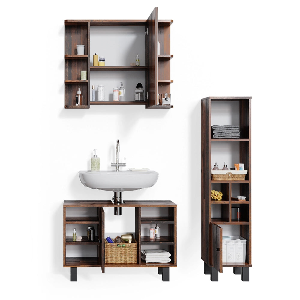 Vicco Set mobili bagno Rovere rustico 3 parti