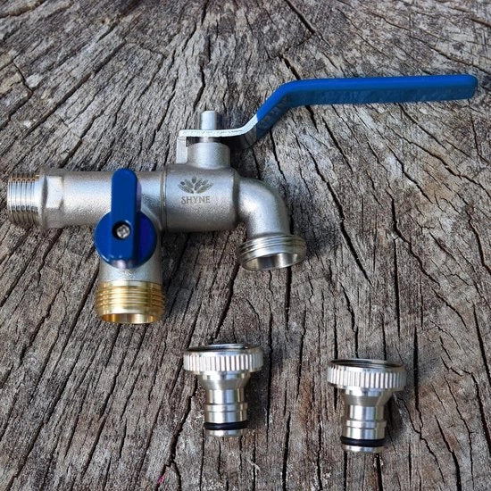 Acquasamare a Doppia Vara 1/2'' in Acciaio Inox + 2 Flessi di Connettore