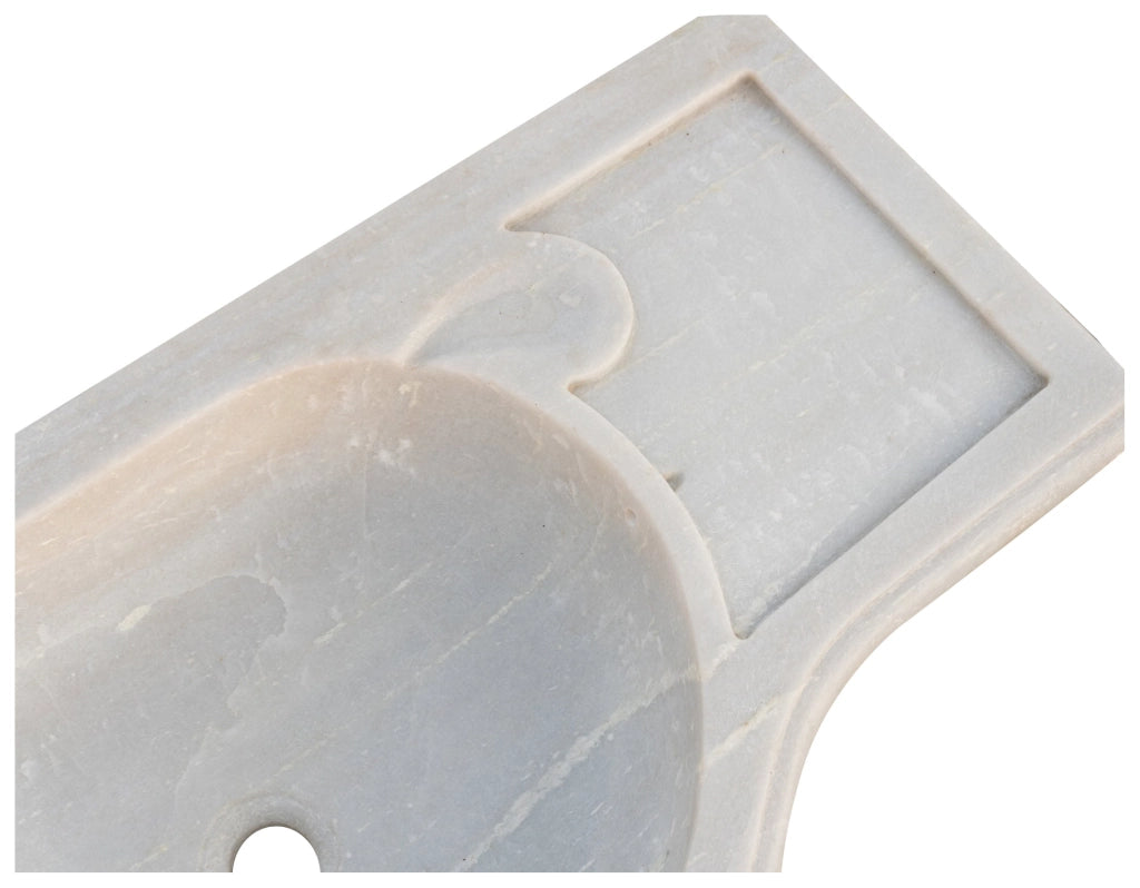 Biscottini Acquaio in marmo bianco L100xPR46xH15 cm Vasca realizzata completamente