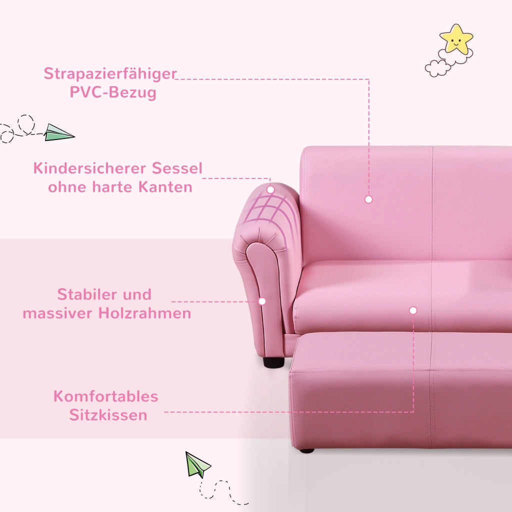 Poltrona per bambini con pouf ¨C zephmum ¨C rosa 83x42x41 cm