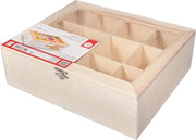 Theedoos in legno - 12 celle - naturale - 28,5 x 23,5 x 9 cm