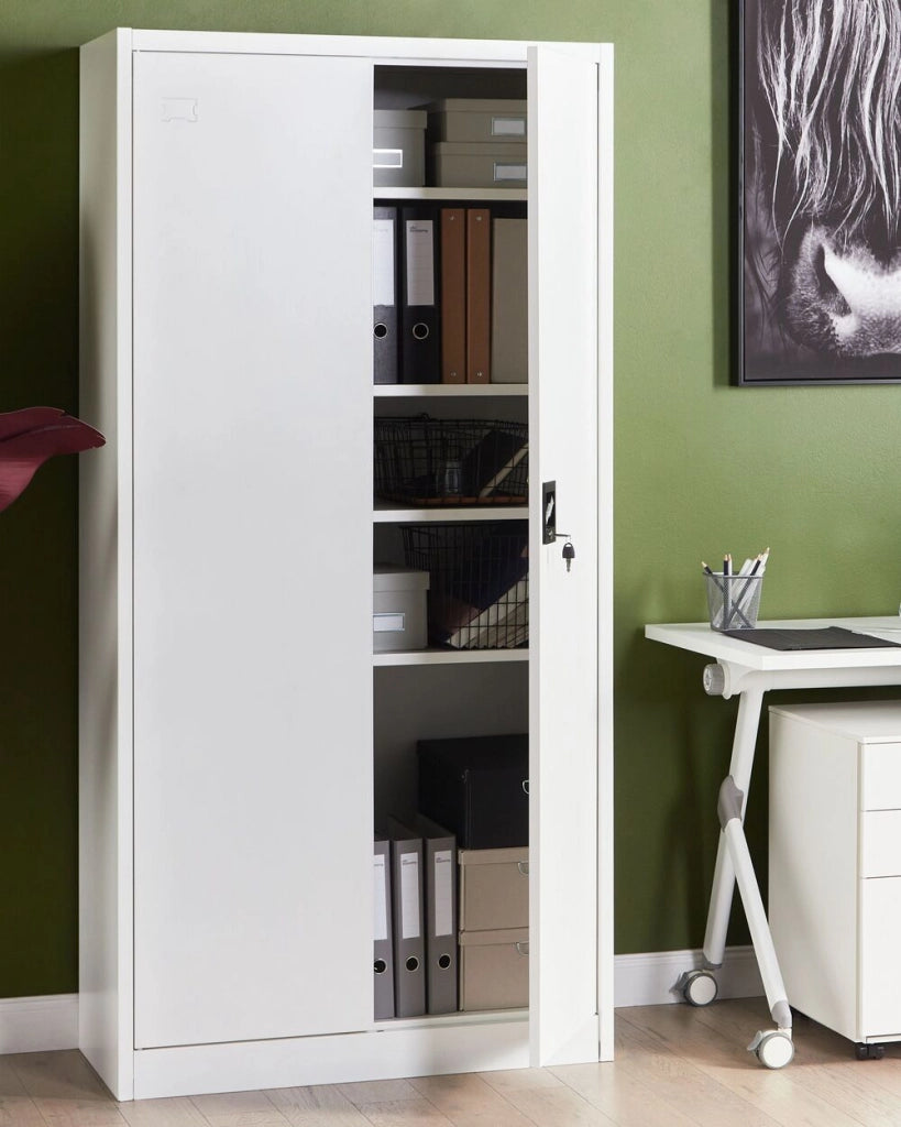 Armadietto in acciaio bianco per l'ufficio domestico a 2 ante in acciaio bianco Design stile Industriale