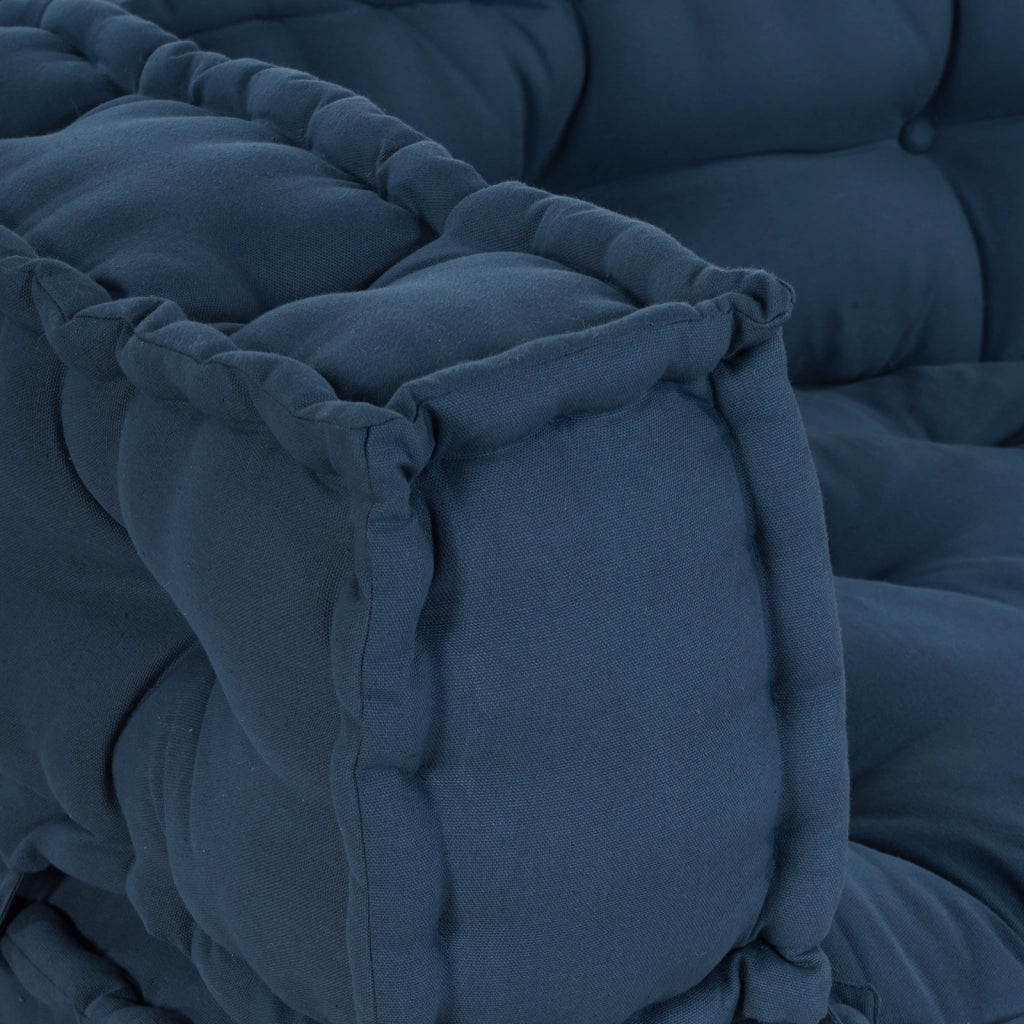 Cuscino per Divano Pallet con Supporto per Braccia e Schiena - Tessuto Blu
