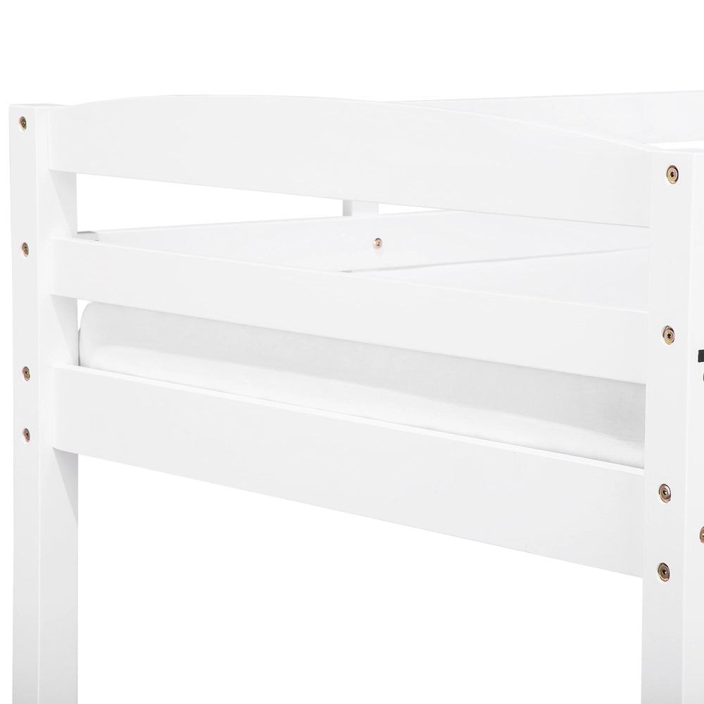 Letto a castello letto doppio con cassetti in legno di pino bianco singola misura 90 x 200 per bambini in cameretta