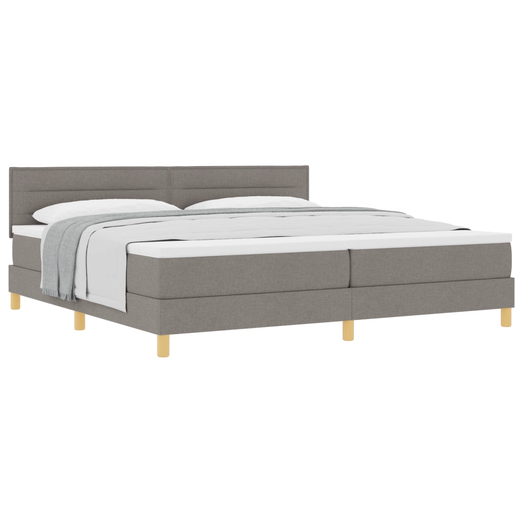 Letto Box Spring con Materasso Tortora 200x200 cm Tessuto